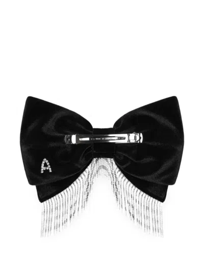Anouki Crystal-embellished Velvet Hair Clip In Black