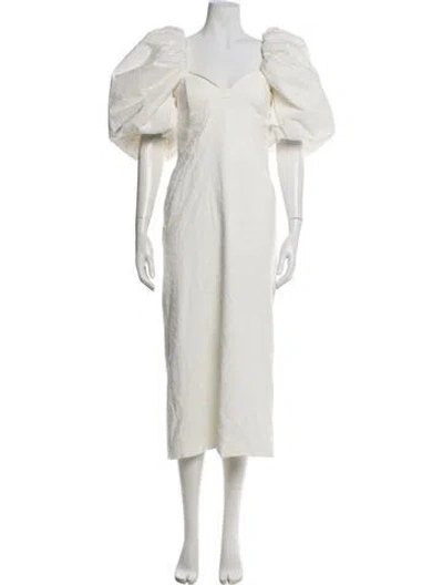Pre-owned Anouki Escorial Wool Long Dress W/ Tags In White