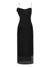 Anouki Organza-kleid Mit Blumenapplikation In Black