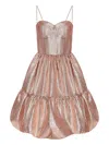 Anouki Metallic Gathered Minidress In Brown