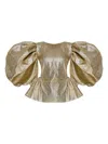 Anouki Metallic Puff-sleeve Top And Shorts Set In Gold