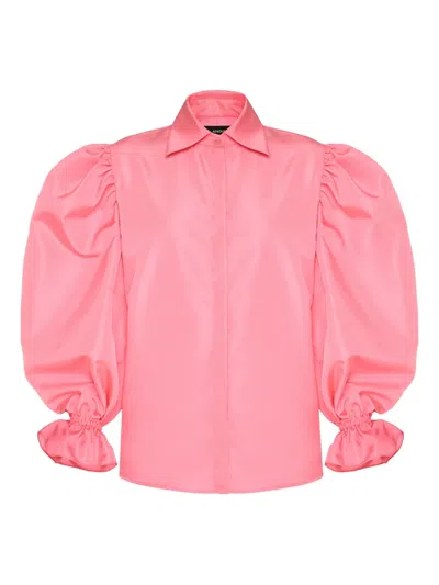 Anouki Puff-sleeve Button-up Shirt In Red