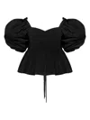 Anouki Puff-sleeve Peplum Top In Black