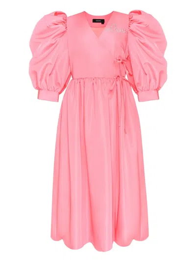 Anouki Puff-sleeved Wrap Dress In Pink
