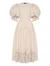 Anouki Puffed Sleeve Embroidered Maxi Dress In Neutral