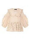Anouki Ruffled-collar Broderie-anglaise Blouse In Neutral