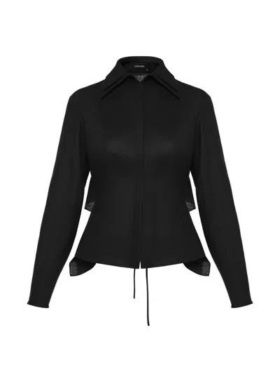 Anouki Ruffled Open-back Shirt In Black