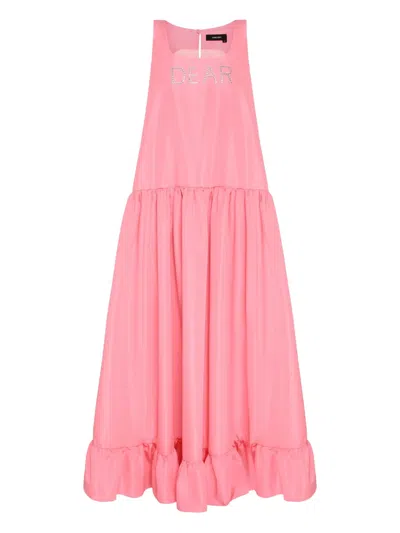Anouki Satin Tiered Maxi Dress In Pink