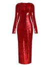 Anouki Sequin-embellished Long-sleeve Dress In Red