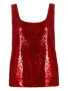 Anouki Sequin-embellished Tank Top In Red
