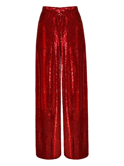 Anouki Sequin-embellished Trousers In Red