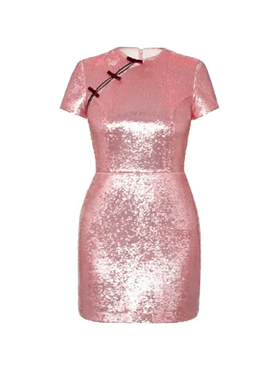 Anouki Sequin-embellished Open-back Mini Dress In Pink