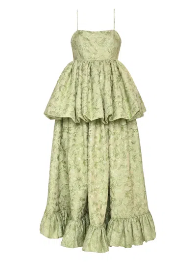 Anouki Sleeveless Ruffle Dress In Green