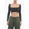Anouki Solid Color Square Neck Crop Top With Removable Glittery Str
