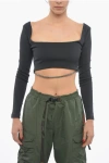 Anouki Solid Color Square Neck Crop Top With Removable Glittery Str