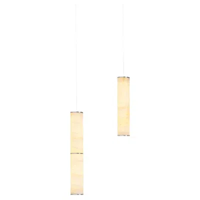 Pre-owned Anour Modern Lamp 'pars Cluster - 2' By , Brushed Stainless Steel, White Onyx
