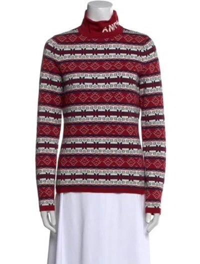 Pre-owned Anr+ Striped Turtleneck Sweater In Red