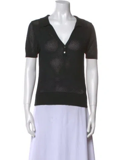 Pre-owned Anr+ V-neck Short Sleeve Top In Black