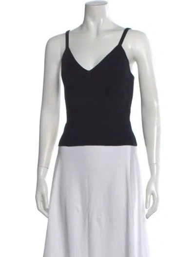 Pre-owned Anr+ V-neck Sleeveless Crop Top In Black