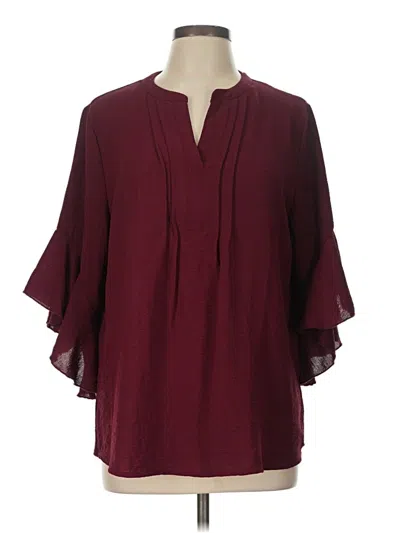 Pre-owned Anrabess 3/4 Sleeve Blouse In Burgundy
