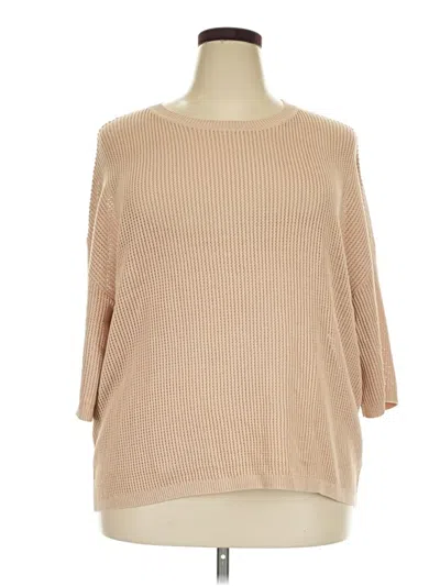 Pre-owned Anrabess 3/4 Sleeve Top Tan Boatneck Tops