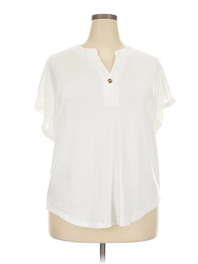 Pre-owned Anrabess Short Sleeve Henley Shirt In White