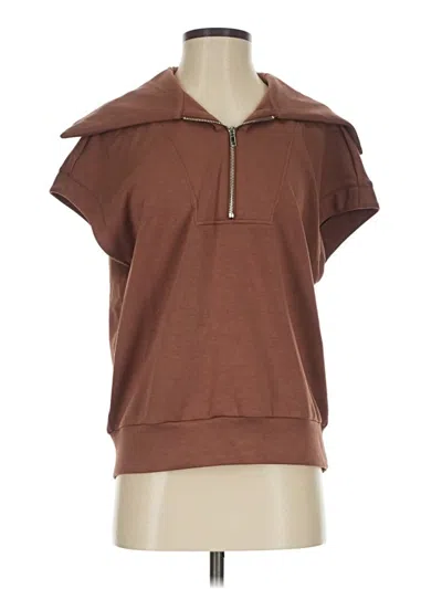 Pre-owned Anrabess Short Sleeve Top Brown Cowl Neck Tops