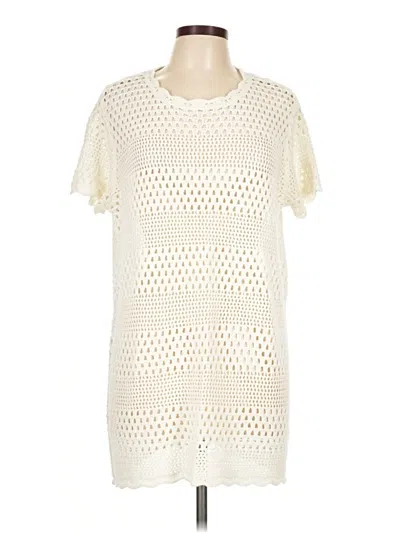 Pre-owned Anrabess Short Sleeve Top Ivory Keyhole Neckline Tops