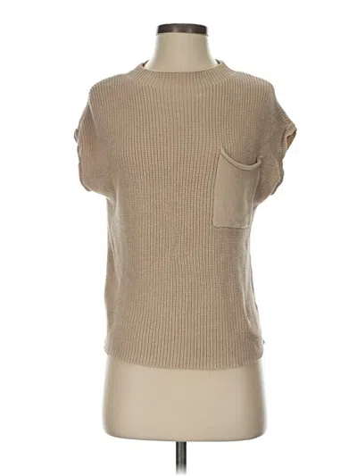 Pre-owned Anrabess Short Sleeve Top Tan Boatneck Tops In Brown