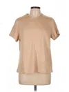 Anrabess Short Sleeve Top Tan Mock Neckline Tops In Brown