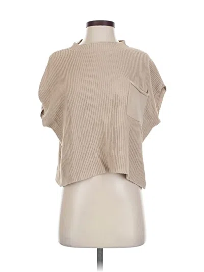 Pre-owned Anrabess Short Sleeve Top Tan One Shoulder Neckline Tops In Brown