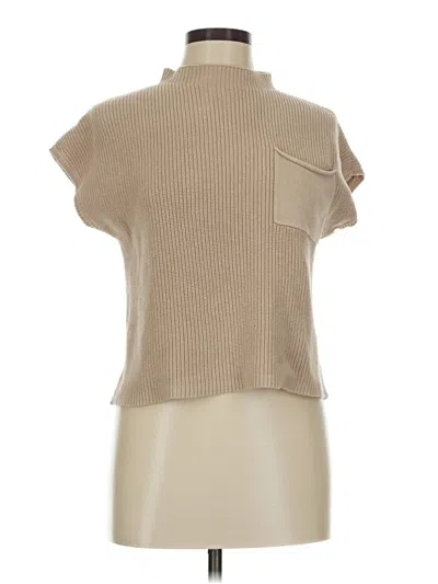 Pre-owned Anrabess Short Sleeve Top Tan Turtleneck Tops