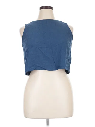 Pre-owned Anrabess Tank Top Blue Halter Neckline Tops