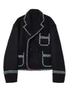 Anrealage Double-breasted Embroidered Short Coat In Black