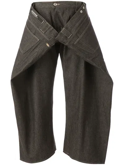 Anrealage Front Fold Jeans In Brown