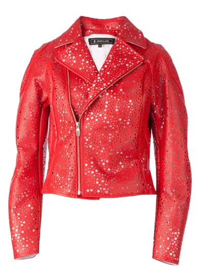 Anrealage Perforated Biker Jacket In Red