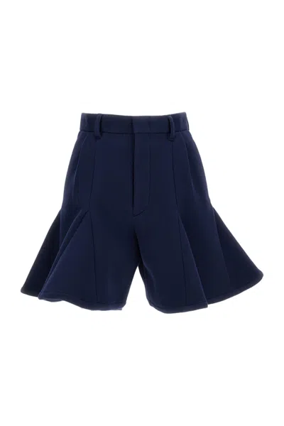 Anrealage Trianglar Gusset Flared Shorts In Blue