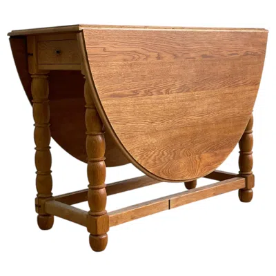 Pre-owned Ansager Møbler 1 Danish Oak Gateleg Drop-leaf Dining Table, Attr. Ansager Møbler, Denmark, 1970s In Brown