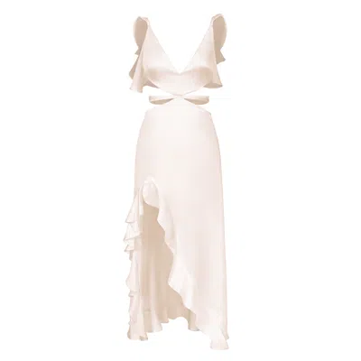 Anse Victorin Women's Angelina Silk Dress - Cream White