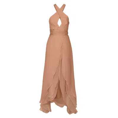 Anse Victorin Women's Black Tiara Silk Dress - Nude