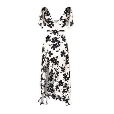 Anse Victorin Women's Black / White Angelina Silk Dress - Floral Print In Multi