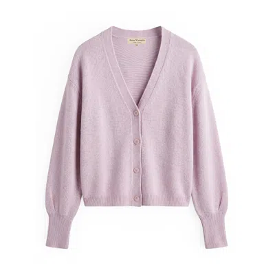 Anse Victorin Women's Purple Lena Cashmere Cardigan Silver Iris