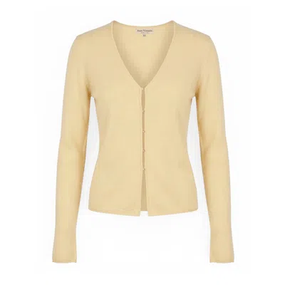 Anse Victorin Women's Yellow Laetitia Cashmere Cardigan Bone