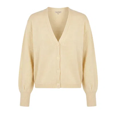 Anse Victorin Women's Yellow Lena Cashmere Cardigan Bone