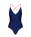 Ansea The Reversible Tie Back One Piece In Pink/navy