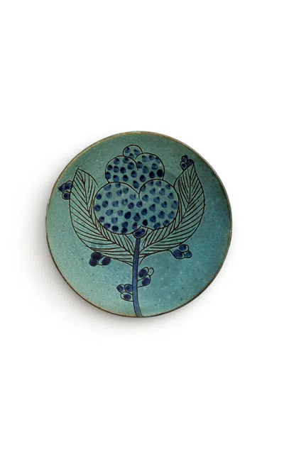 Anūt Cairo Blue Flower; Set Of 2 In Green