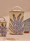 Anūt Cairo Dotty Vine Hand-painted Ceramic Container Anut Cairo Abask Luxury Gift In  White And Blue