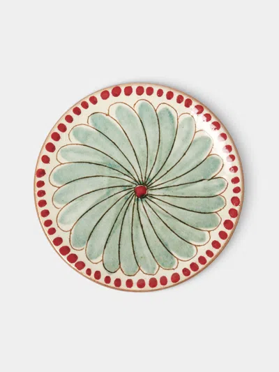 Anūt Cairo Flower Hand-painted Ceramic Salad / Dessert Plates - 7in/18cm (set Of 4) In Green