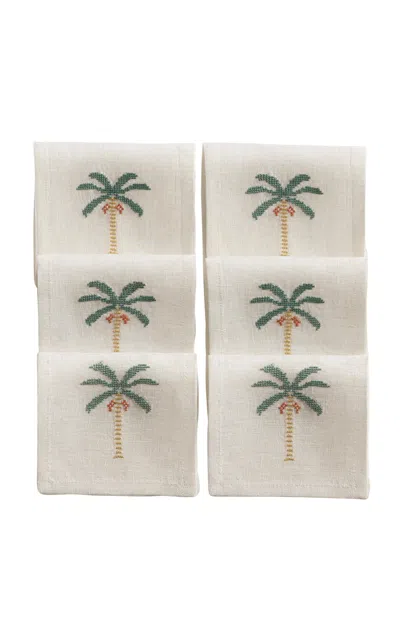 Anūt Cairo Set-of-six; Date Palm Napkins In Blue