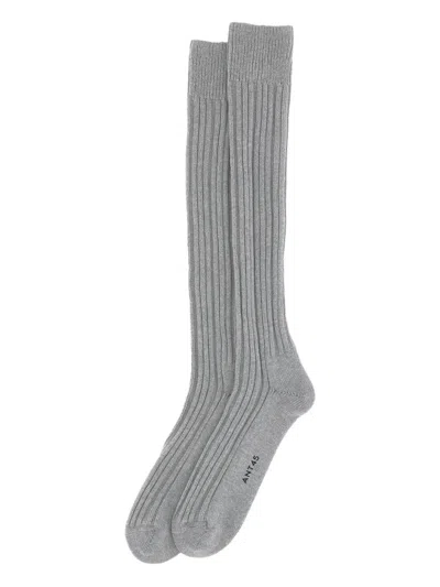 Ant45 Tino Ribbed Knee-high Socks In Gray